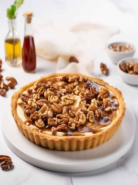 Pies With Walnut Pie Crust, Coffee Tart Recipes, Recipes Using Walnut Pie Crust, Apple Walnut Tart, Thanksgiving Tart, Walnut Tart Recipe, Maple Walnut Butter Tarts, Maple Pecan Butter Tarts, Walnut Desserts