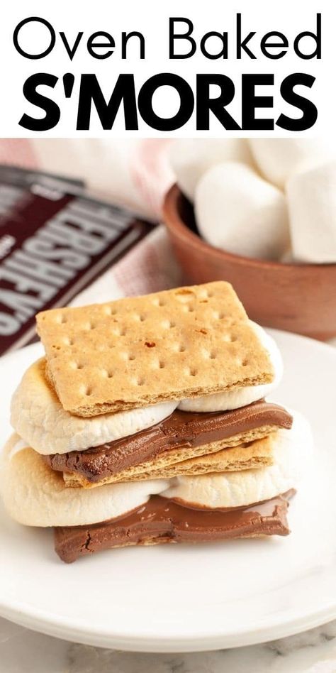 Smore Bake In Oven, S’more In The Oven, S’mores In Microwave, S’mores Bars With Graham Crackers, S'mores In The Oven Graham Crackers, Oven Smores, Cooking With Kids Easy, Fast Desserts, Chocolate Graham Crackers