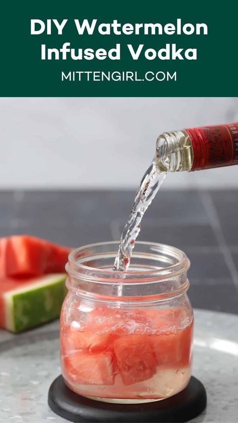 The perfect summer drink full of fresh watermelon flavor, watermelon infused vodka is easy to make and a fun addition to your favorite summer cocktail. Vodka Watermelon Infused, Infused Vodka Recipes Diy, Watermelon Liquor, Drunken Watermelon, Marinated Watermelon, Watermelon Cocktail Recipes, Infused Liquors, Easy Mixed Drinks, Infused Gin