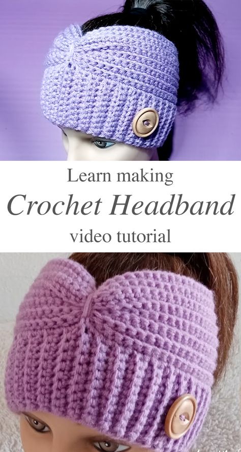 Crochet Baseball Hat Ear Warmer Free Pattern, Messy Bun Ear Warmer Crochet, Crocheted Headband Patterns Free, Crochet Around Headband, Free Crochet Headbands For Women, Crochet Headbands With Elastic, Crochet Turban Headband, Free Crochet Pattern For Headbands, Crochet Ponytail Hat Pattern Free Easy