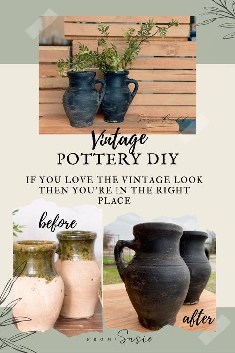 Jaci Daily, Diy Painted Vases, Aging Terra Cotta Pots, Diy Terra Cotta Pots, Pottery Diy, Vase Project, Hey Girl Hey, Terra Cotta Pots, Olive Jar