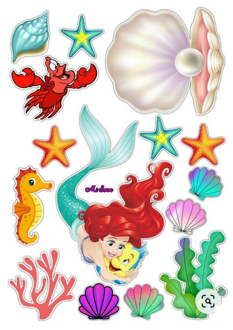 Ariel Cake Topper Printable, Little Mermaid Cake Topper Printable, Mermaid Cake Topper Printable, Ariel Topper, Ariel Cake Toppers, Little Mermaid Cake Topper, Birthday Party Mermaid, Disney Princess Birthday Cakes, Topper Mermaid