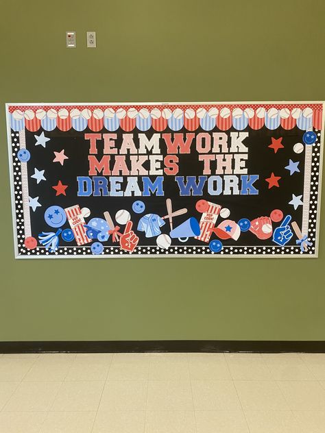 Gym Bulletin Board Ideas, Classroom Door Decorations, Door Decorations Classroom, Classroom Door, Bulletin Board Ideas, Board Ideas, Teamwork, Bulletin Boards, Bulletin Board