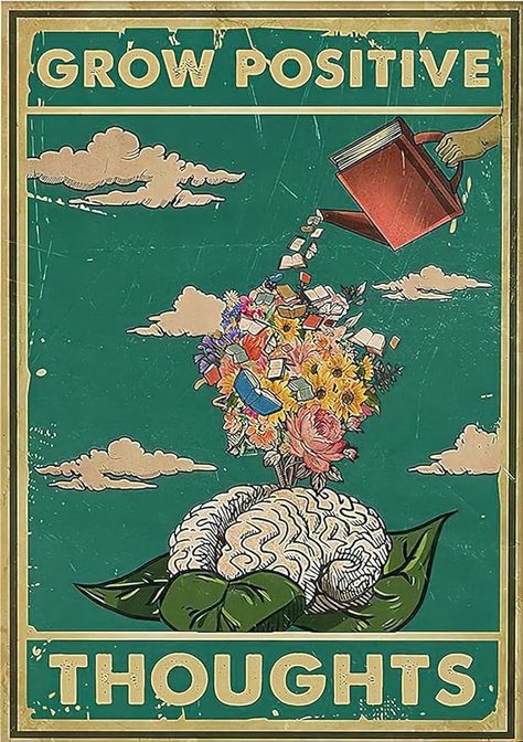 Amazon.com: WZVZGZ Vintage Wall Metal Poster Grow Positive Thoughts Vintage Poster, Flower Head Girl Poster, Mental Health Poster, Motivational Poster, Emotions Poster,Vintage Wall Home Decor, 8X12 inch: Posters & Prints Grow Positive Thoughts, Mental Health Poster, Health Poster, Vintage Wall, Positive Thoughts, Health, Wall