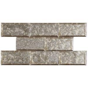 Merola Tile Lustre Beveled Antique Mirror 3 in. x 6 in. Glass Wall Tile (1 sq. ft. / pack) WSDLSBAM at The Home Depot - Mobile Antique Mirror Glass, Fireplace Facade, Rectangle Tiles, Ceramic Subway Tile, Glass Subway Tile, Mirror 3, Merola Tile, Mirror Tiles, House Tiles