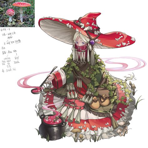 ArtStation - mushroom witch Books, Anime, Mushroom Witch, Anime Design, Witch, Entertainment, Media, Film, Red