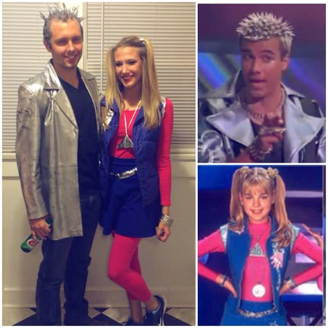 Zenon costume #zenon #costume #diy #couplescostume #girlofthe21stcentury Zero Holes Halloween Costume, Zenon Halloween Costume, Space Alien Family Costume, Zenon Costume Diy, Xenon Costume, Zenon Protozoa Costume, Zenon Outfit, Zenon Costume, Zenon Movie