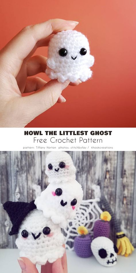 Howl The Littlest Ghost, Simple Crochet Ghost, Free Mini Ghost Crochet Pattern, Glow In The Dark Ghost Crochet Pattern, How To Make A Crochet Ghost, Baby Ghost Crochet Pattern, Ghost Bee Crochet Pattern, Easy Ghost Crochet Pattern Free, Small Halloween Crochet Patterns Free