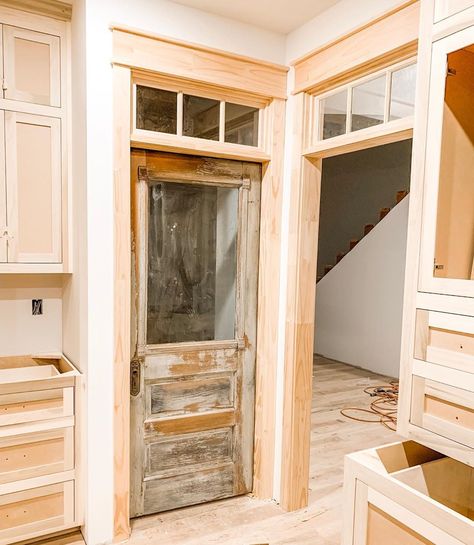 Picture Window With Transom, Adding Transom Windows Interior, Pantry Door With Transom, Window With Transom Above, Diy Interior Transom Window, Diy Transom Windows Interior, Transom Windows Exterior Farmhouse, Interior Door With Transom, Transom Windows Interior