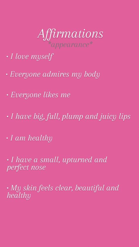 Affirmation For Physical Appearance, New Me Affirmations, Affirmations For Beautiful Hair, Attractive Voice Affirmations, I Am Irresistible Affirmation, Social Media Famous Affirmations, Fun Life Affirmations, Small Nose Affirmations, Physical Appearance Affirmations