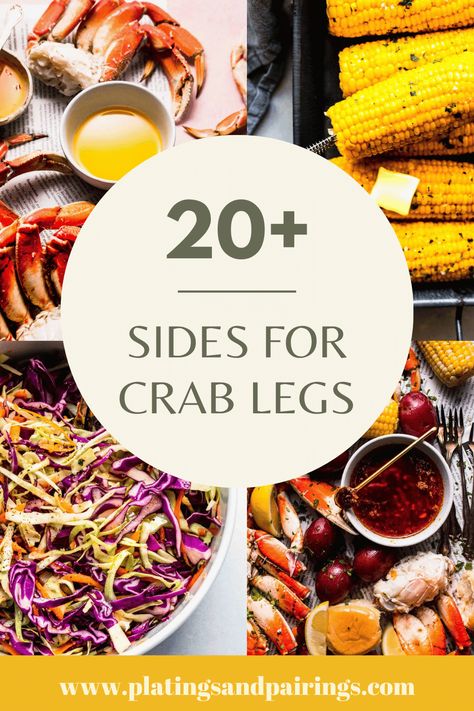 Crab Legs Dinner Meals, Side Dishes To Go With Seafood, What Goes With Crab Legs For Dinner, King Crab Leg Dinner Sides, Crab Boil Appetizers, Crab Leg Dinner Sides Meals, Sides With Seafood Dinner, Crab Feast Side Dishes, Crab Boil Sides Dishes