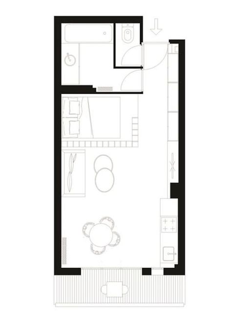 Studio de 25m2 : appart entièrement repensé et optimisé Small Apartment Floor Plans, Plan Studio, Small Studio Apartment Decorating, Apartment Floor Plan, Small Studio Apartment, Small Apartment Design, Apartment Floor Plans, Bedroom Studio, Apartment Plans