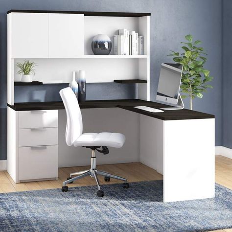 Corner Desk With Hutch, Diy Corner Desk, L Shaped Corner Desk, Study Table Designs, Desk With Hutch, Desk Layout, Desks For Small Spaces, Minimalist Desk, Desk Hutch