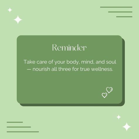 ✨ Gentle Reminder: Your health is your true wealth! ✨ It’s easy to get caught up in the hustle of life, but always remember to take a moment for self-care. 🧘‍♀️ True wellness isn’t just about your physical health—it’s about nourishing your body, mind, and soul. 🌿 Whether it’s through healthy eating, practicing mindfulness, or simply taking time to relax, taking care of all three is essential to live a balanced and fulfilling life. 💚 💡 Today’s Wellness Tips: 🌱 Body: Fuel your body with nut... Today Reminder, Practicing Mindfulness, Time To Relax, Take Care Of Your Body, Mind And Soul, Prayer Board, Mindfulness Practice, Eat Healthy, Relax Time