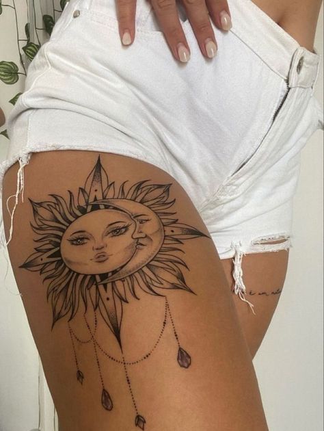 Spiritual Tattoo Ideas, Leg Tattoos For Women, Women Spiritual, Spiritual Tattoo, Compass Rose Tattoo, Optical Illusion Tattoo, Embroidery Tattoo, Beautiful Flower Tattoos, Thigh Tattoos