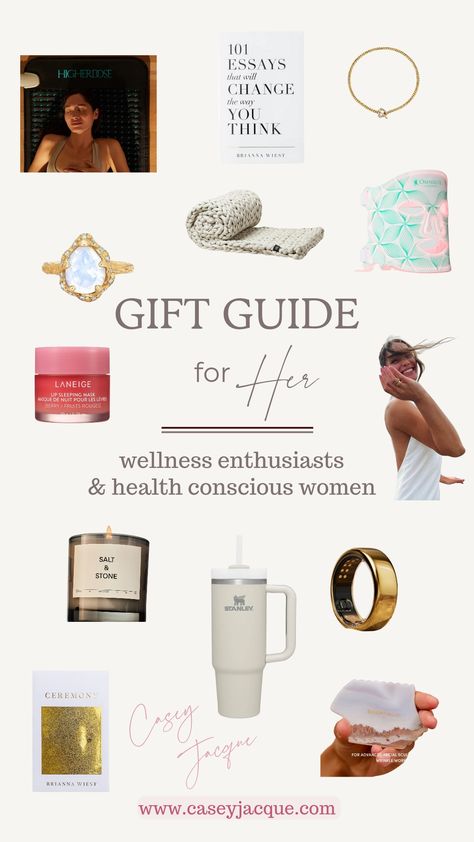 We’re sharing our holiday gift guide for the wellness lovers in your life. This year, we’re covering 12 of our favourite wellness gift ideas for her — your bestie, your sister, your girlfriend, even your mom. This one is for the women who prioritize living a healthy lifestyle, are enthusiastic about whole body health, and see conscious living as a way of life. We’ve selected items in a variety of price ranges to help her embody her vision in 2024. #2024vision #thatgirl #wellbeing Wellness Gift Ideas, Vision Board Collage, Board Collage, Last Minute Gift Ideas, Creative Economy, Light Therapy Mask, Led Therapy, Stone Candles, Living A Healthy Lifestyle