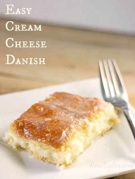 This Easy Cream Cheese Danish is an easy and delicious breakfast recipe made with canned crescent rolls, vanilla, cream cheese and sugar! Easy Cream Cheese Danish Recipe, Easy Cream Cheese Danish, Cream Cheese Danish Recipe, Crescent Roll Breakfast Recipes, Cream Cheese Breakfast, Homemade Breakfast Recipes, Cheese Danish Recipe, Danish Recipe, Breakfast Cheese