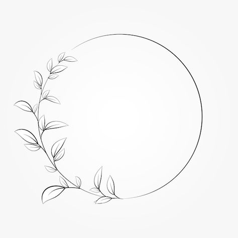 Flower In Circle Tattoo, Olive Branch Circle, Leaf Circle Tattoo, Circle Background Design, Floral Circle Drawing, Leaf Wreath Drawing, Floral Circle Tattoo, Circle Flower Tattoo, Leaf Circle Border