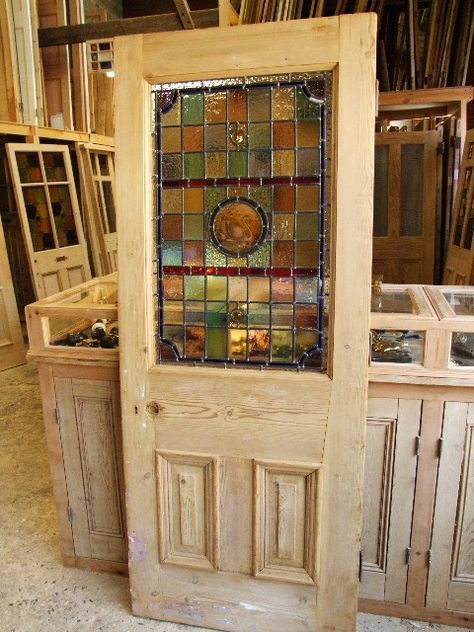 Original Victorian Stained Glass Front Door Stained Glass Panels, Stained Glass Front Door, Glass Entrance, Stained Glass Doors, Glass Entrance Doors, Antique Stain, External Doors, Glass Front Door, Entrance Door