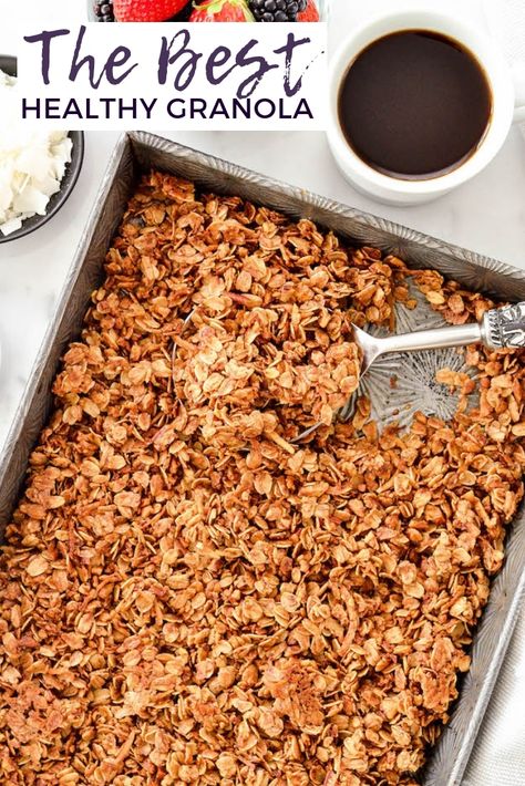 Better Than Martha Stewart Granola, Healthy Granola Recipe Clean Eating, How To Make Granola Healthy, Granola Without Nuts Recipe, No Sugar Granola Recipe, Soft Granola Recipe, Healthy Granola Recipe Low Sugar, Gronala Recipes Easy, Homemade Granola Honey