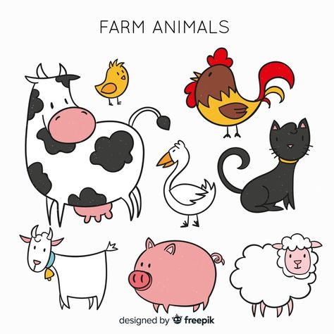 Farm animal collection Free Vector | Free Vector #Freepik #freevector #freehand #freeanimal #freecat #freehand-drawn Farm Animals Drawing Easy, Farm Animal Doodles Simple, Farm Animal Doodles, Farm Drawing Easy, Animal Doodle Art, Farm Animal Drawings, Farm Animals Drawing, Draw Farm Animals, Farm Drawing