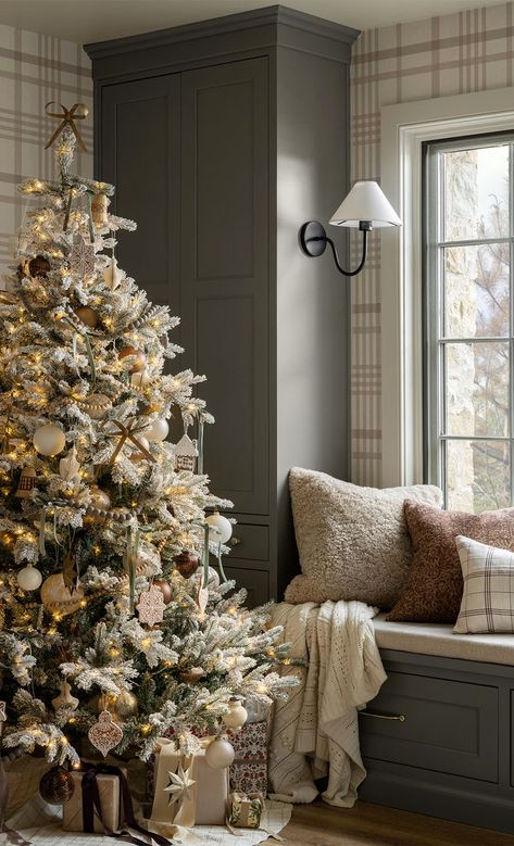 Holiday Dining Room, Faux Trees, Neutral Holiday Decor, Tennessee Honey, Holiday Living Room, Garden Bathroom, Bedding Ideas, Christmas Interiors, Faux Tree