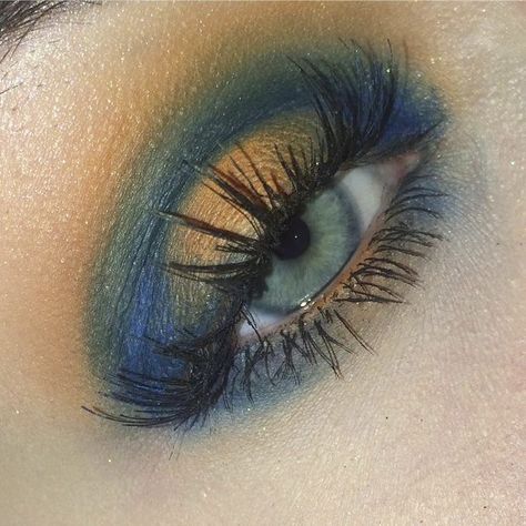 ━ 𝐡𝐚𝐳𝐞𝐥 ☻ Blue And Orange Eyeshadow Looks, Blue And Yellow Eyeshadow Looks, Orange Blue Makeup, Orange And Blue Eyeshadow, Orange And Blue Makeup, Blue And Yellow Eyeshadow, Blue And Orange Makeup, Blue And Yellow Makeup, Orange Eyeshadow Looks