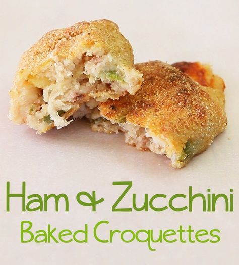 ham-croquette-long2 Baked Croquettes, Ham Zucchini, Ham Croquettes, Rose Tart, Ham Leftovers, Toddler Foods, Baked Zucchini, Tart Filling, Bake Zucchini