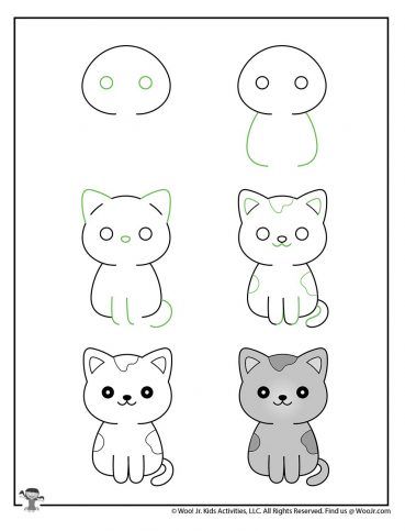 Kawaii Drawing for Kids Tutorials | Woo! Jr. Kids Activities Cute Easy Animal Drawings, How To Draw Animals, Kawaii Drawing, Easy Animal Drawings, Easy Drawings For Kids, Easy Doodle Art, Easy Doodles Drawings, Drawing Tutorial Easy, Cute Easy Drawings