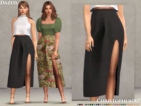 Crochet Boho Top, Gold Skirt, Fashion Design Collection, Sims Four, Sims 4 Mods Clothes, Long Skirts For Women, Darling Dress, Sims 4 Clothing, The Sims4