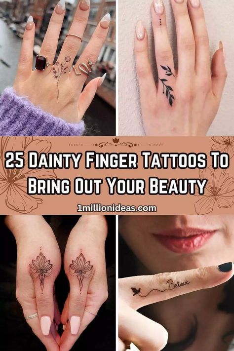 25 Dainty Finger Tattoos To Bring Out Your Beauty - 162 Small Stick And Poke Finger Tattoos, Womens Delicate Hand Tattoos, Mom Daughter Finger Tattoos, Henna Ring Finger, Nurse Finger Tattoo, Cute Ring Finger Tattoos, Women's Finger Tattoos, Tattoos Fingers Woman, Beautiful Finger Tattoos