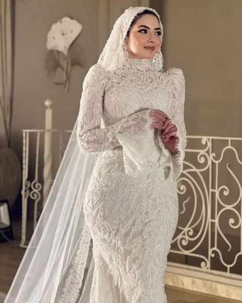 Bride Hijab Style Wedding Dresses, Bride Dresses Hijab, Modest Wedding Dresses Hijab, Simple Nikkah Dress, Wedding Dress With Hijab, Bride Hijab Style, White Dress Hijab, Simple Wedding Dress Hijab, Dress Wedding Hijab