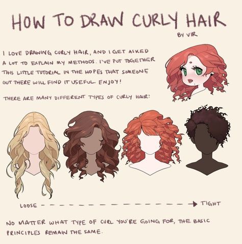 Twitter How To Draw 2c Hair, How To Draw Really Curly Hair, Simplified Curly Hair Drawing, Curly Hairstyle Drawing Reference, Curly Hair Digital Art Tutorial, How To Draw Long Curly Hair, Short Hair Styles Drawing Reference, How To Color Curly Hair, Curly Anime Hairstyles