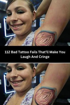 Bad Tattoos Funny, Funny Tramp Stamp Tattoos, Bad Tattoos Women, Tattoos Kids Names, Cringe Tattoos, Worst Tattoos Ever, Funny Tattoo Ideas, Tattoo Regret, Dumbest Tattoos