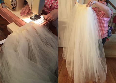 How To Make A Long Tulle Skirt, Layered Tulle Skirt Diy, Diy Long Tulle Skirt, Long Tule Skirt, A Line Skirt Pattern Free, Tulle Skirt Diy, Make A Tulle Skirt, Tulle Skirt Pattern, How To Make A Tulle Skirt