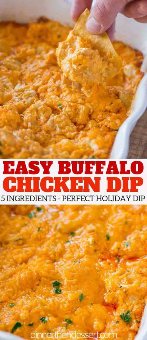 Buffalo Chicken Dip Easy Recipes, Dip Dinner, Buffalo Chicken Dip Oven, Baked Buffalo Chicken Dip, Easy Buffalo Chicken Dip, Chicken Wing Dip, Buffalo Chicken Dip Easy, Easy Buffalo Chicken, Dinner Then Dessert