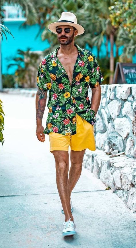 Coolest Pool Party Outfits Or Beach Party Looks to Steal Beach Party Dress Code, Pool Party Dress Code, Party Dress For Man, Cancun Outfits, Party Dress Codes, Pool Party Dresses, Beach Outfit Men, Pool Outfits, Party Outfit Men