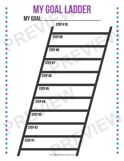 Using a Goal Ladder To Help Teens Achieve Their Goals - Awe Filled Homemaker Organisation, Goal Charts For Adults, Goal Chart Ideas, Goal Ladder, Goal Chart, Being A Teenager, Goal Charts, Growth Mindset Activities, Goals Worksheet