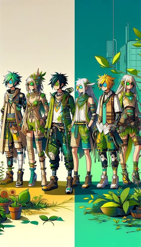 Solar Punk Nature Core Silkpunk Aesthetic, Solar Punk Earth Core, Solar Punk Fashion Men, Solarpunk Fashion Outfits, Bio Punk Aesthetic, Ecopunk Aesthetic, Solar Punk Outfit, Solar Punk Character, Solarpunk Character Design