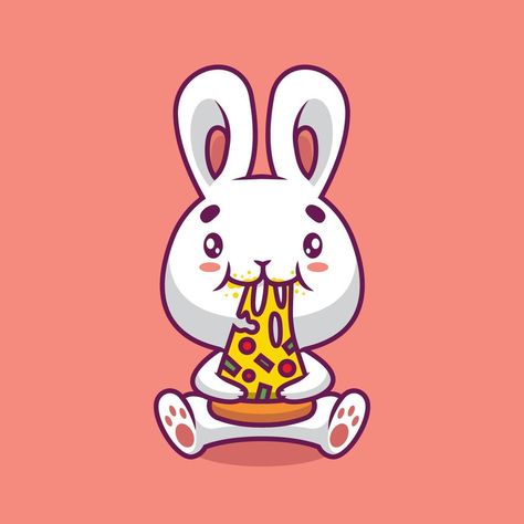 Cute rabbit eating pizza cartoon illustration Pizza Icon, Pizza Cartoon, Rabbit Eating, Eating Pizza, Eat Pizza, Cute Rabbit, Cartoon Illustration, Vector Art, Art Reference