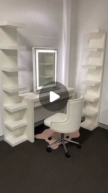 VANITY COLLECTIONS on Instagram: "Using the Ikea malm dressing table, 2 Ikea lack shelves - we added our - VC HALO MIRROR TALL - White adjustable vanity chair - Mixture of acrylic storage items and jewellery trays to the lack shelves - VC MALM JEWELLERY AND MAKEUP STORAGE PACK inside the Malm dressing table😍 Tap the reel to shop. Tap post to view online for all details ✈️ EXPRESS shipping to the USA 📦 $10 Flat rate Australia wide shipping (Excludes mirrors and tables) 🇦🇺 Perth Pick Up welcome 🌍 world wide shipping. 💰 Afterpay and Zippay available" Ikea Malm Dressing Table Ideas, Ikea Malm Dressing Table Hack, Ikea Malm Beauty Table, Malm Ikea, Ikea White Dressing Table, Ikea Malm Dressing Table, Malm Dressing Table, Lack Shelf, Ikea Lack Shelves