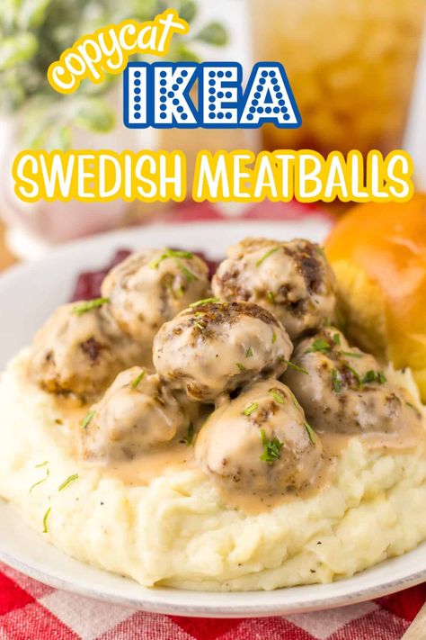 Copycat Ikea Swedish Meatballs - Life With The Crust Cut Off Ikea Swedish Meatball Recipe Crock Pot, Swedish Meatballs Ikea Copycat, Copycat Ikea Swedish Meatball Recipe, Ikea Swedish Meatball Sauce, Authentic Swedish Meatball Recipe, Ikea Meatballs Recipe, Swedish Meatballs Sauce, Swedish Meatballs Ikea, Easy Swedish Meatball Sauce