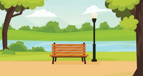 Flat Style, Flat Illustration, Flat Design, Park Bench, Fashion Flats, The Park, Vector Art, Lanterns, Vector Free