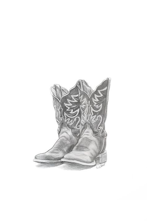 Cowboy Boot Tattoo, Drawings With Meaning, Horse Art Drawing, Western Posters, Western Artwork, Diy Abstract Canvas Art, Cowgirl Art, Art Drawings Sketches Pencil, Fish Drawings