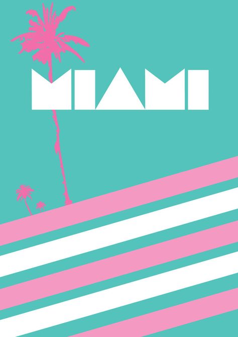 80's Miami Poster by SleazySalad Miami Vice Party, Miami Posters, 80s Posters, 80s Poster, Patrick Nagel, Miami Art Deco, 80s Design, New Retro Wave, Magic City