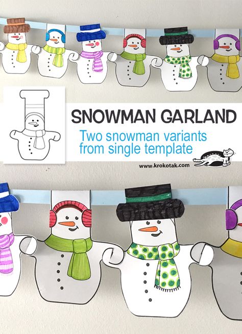 Snowman Garland, Paper Snowman, Snowman Ideas, Christmas School, Winter Crafts For Kids, Christmas Classroom, Classroom Crafts, Christmas Crafts For Kids, Holiday Activities