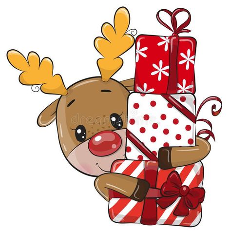 Reindeer Drawing, Cartoon Deer, Deer Gifts, Gift Vector, Idee Cricut, Christmas Rock, Christmas Cartoon, Christmas Cartoons, Christmas Drawing