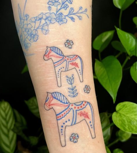 Swedish Horse Tattoo, Welsh Tattoo Ideas, Dala Horse Tattoo, Swedish Tattoo Ideas, Artichoke Tattoo, Sweden Tattoo, Welsh Tattoo, Swedish Tattoo, Grandpa Tattoo