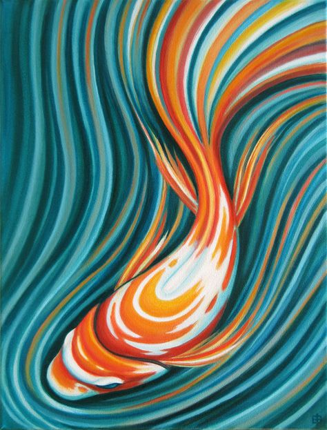 Water Distortion, Akrilik Painting, Koi Painting, Koi Art, Carpe Koi, Pouring Art, Art Inspiration Painting, Art Painting Acrylic, Fish Art