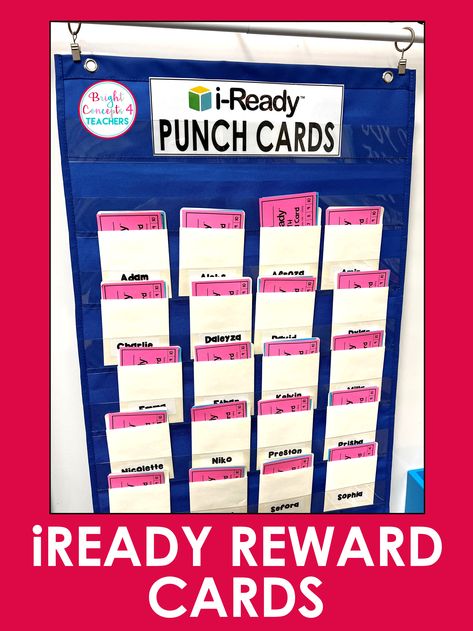 Get ready to have fun and make progress with our iReady punch cards! ���🎉 These engaging and colorful cards will motivate you to stay on track with your goals, making each achievement more rewarding. 🌟 Click to see how you can use these punch cards to create the perfect incentive system for yourself! 📌 Classroom Punch Cards Reward System, Iready Data Walls Elementary, Iready Goal Bulletin Board, Iready Tracker Bulletin Board, I Ready Incentive Chart, Iready Incentives, Iready Incentive Chart, Iready Data Tracking Bulletin Board, Classroom Data Wall